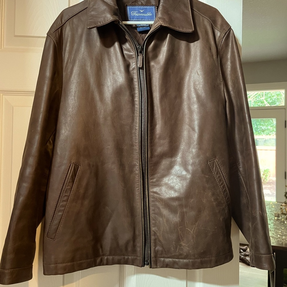 Men’s Faconnable leather jacket.